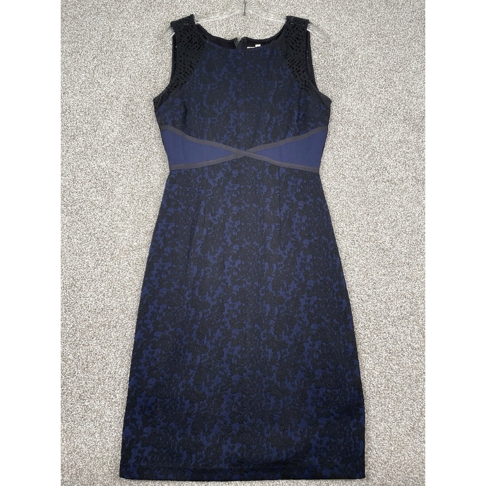 Anthropologie MOULINETTE SOEURS Navy Black Lace Midi Pencil Dress Skirt Sz 12